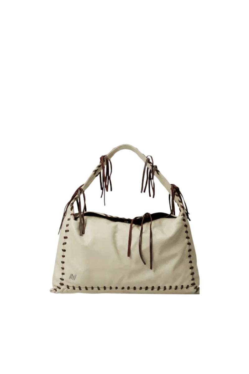 Double A Halo leather shoulder bag in butter yellow with sleek design and adjustable strap, stylish for everyday wear.