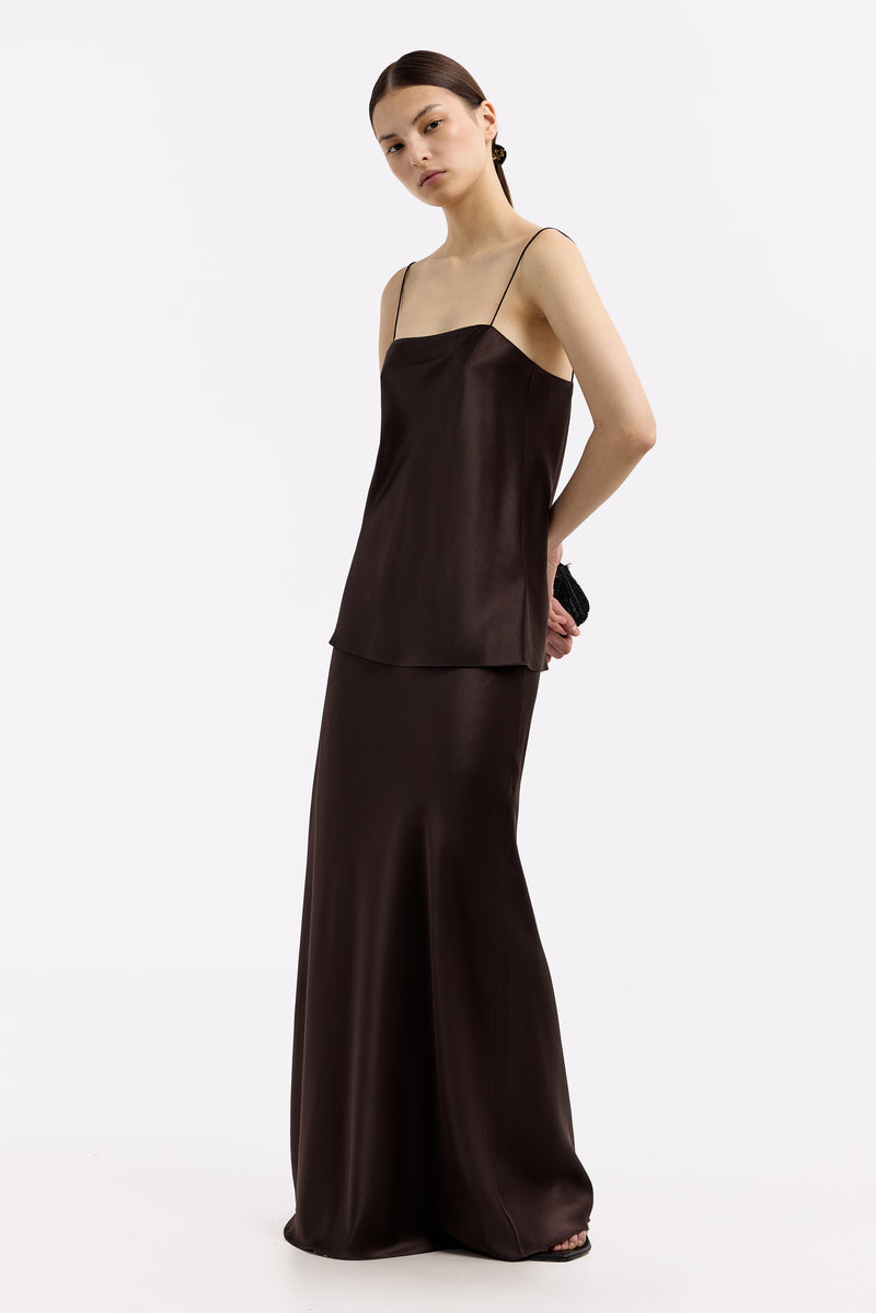 HANNA ESPRESSO STRAIGHT-NECK SILK-SATIN CAMI TOP - CULT MIA