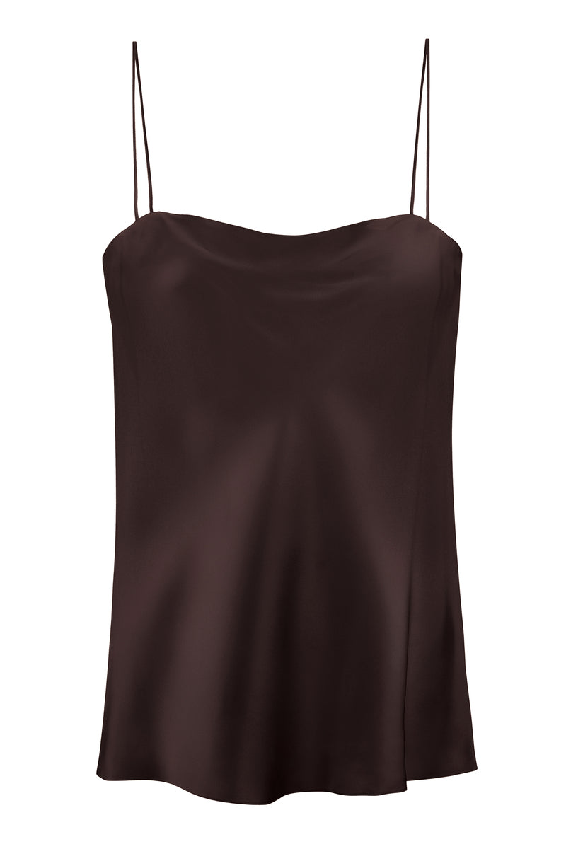 HANNA ESPRESSO STRAIGHT-NECK SILK-SATIN CAMI TOP | CULT MIA | Serenity