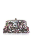 Multicolor happiness crystals adorn the Wildflower Classic clutch bag by Sarah's Bag, showcasing vibrant, decorative embellishments.