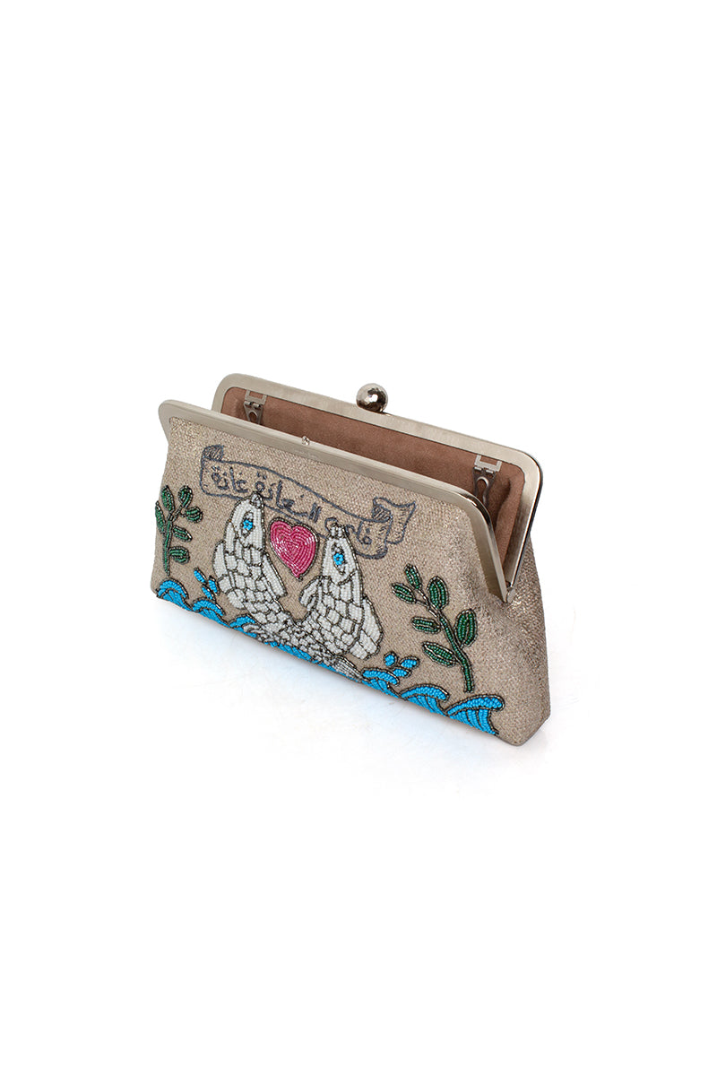 Multicolor Happiness Fish Classic clutch by Sarah's Bag featuring vibrant fish design and elegant style.
