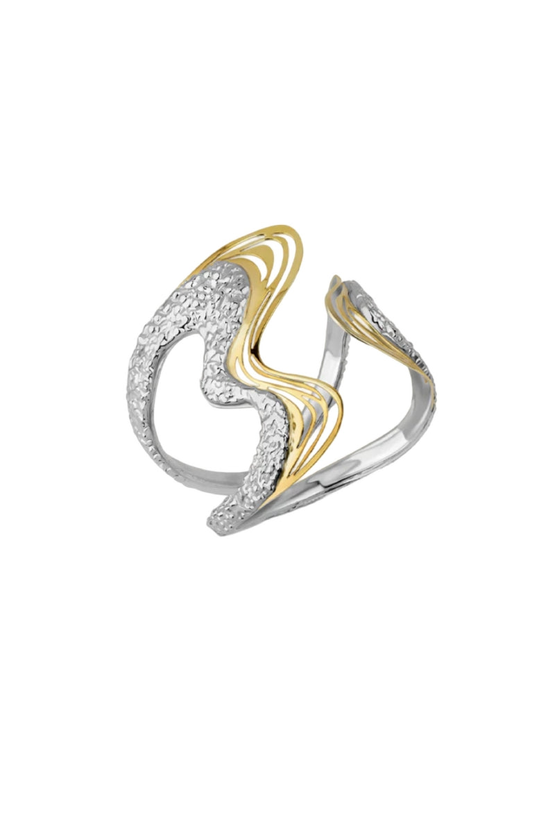 Jude Benhalim Harmonia cuff bracelet featuring intricate metal design and adjustable fit on a neutral background.