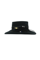 Modern Monarchie Harper hat in onyx color, stylish wide-brim hat with a sleek design for fashionable sun protection.