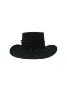 Modern Monarchie Harper hat in onyx black, stylish wide-brim design with a sleek, modern look.