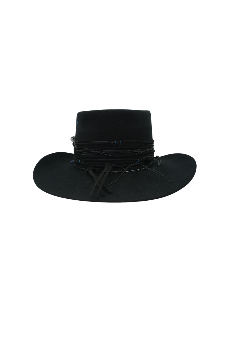 Modern Monarchie Harper hat in onyx black, stylish wide-brim design with a sleek, modern look.