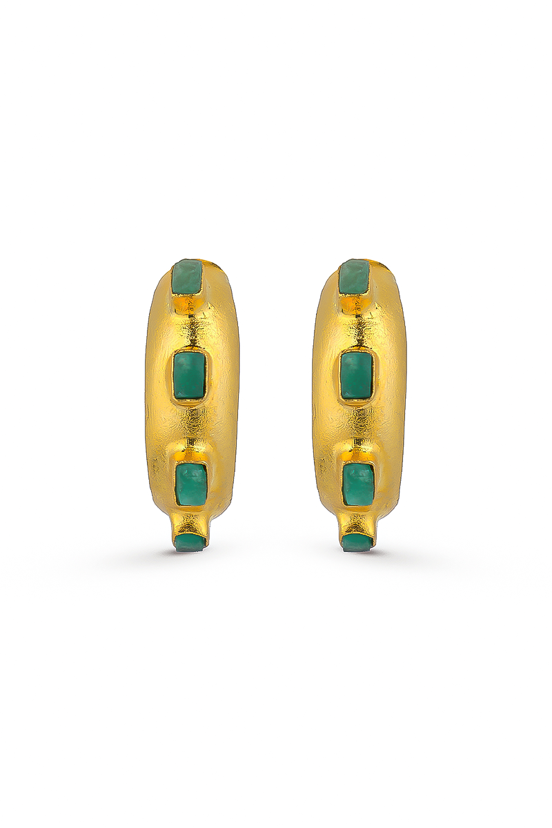 Gold HAVANA GLOW earrings by Fenomena featuring a stylish, modern design with a smooth finish and elegant hoop style.