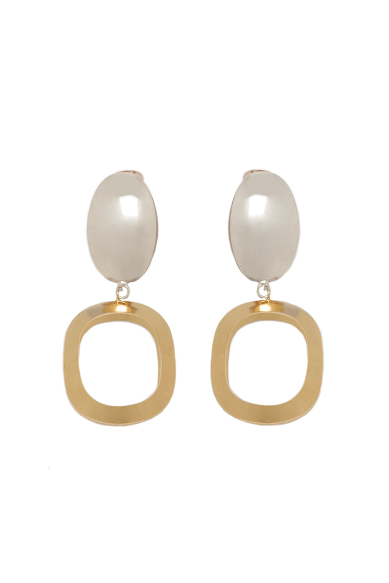 Silver and gold earrings named Hazel by Silvia Gnecchi, featuring a stylish, modern design with intricate details.