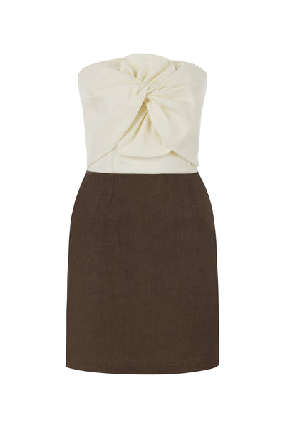 HAZEL TWO-TONE LINEN TWIST MINI DRESS | CULT MIA | Labeca