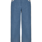 Blue Liya Heart Pocket Jeans featuring stylish front pockets and a modern fit, perfect for casual wear.