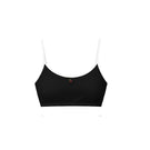 Verdelimon Heaven bikini top in black and white with adjustable straps, front view showing stylish swimwear design.