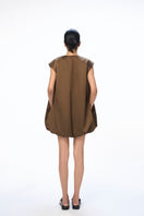 Sage green URA Helle mini dress with a fitted bodice and flared skirt, perfect for casual or semi-formal occasions.