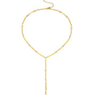 Gold HEX Dangle Drop Necklace by Velvet Desert featuring geometric hexagon design and delicate chain detailing.