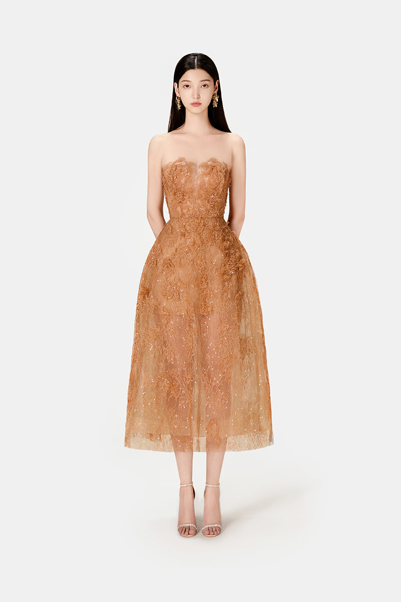 HONEY BEADED LACE DRESS - CULT MIA