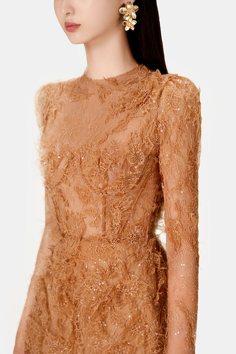 Beaded Lace Mini Dress (M)
