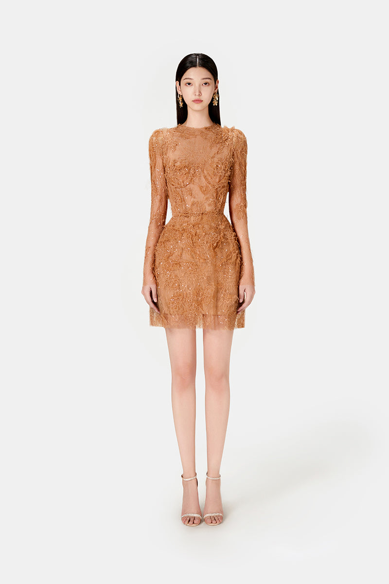 HONEY BEADED LACE MINI DRESS - CULT MIA