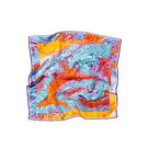 Bright hot moussard silk scarf by Amel Batita featuring vibrant colors and a luxurious, lightweight design.