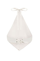White IKINITA Innocent Top, stylish sleeveless blouse with a relaxed fit, shown in a natural pose.