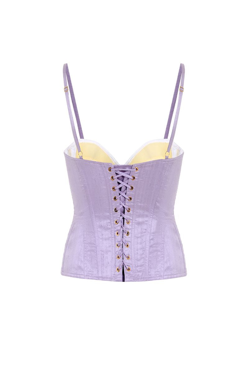 Purple Candy Corset top from IKINITA featuring a fitted design and decorative lace detailing.