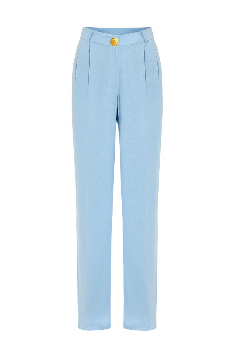 Blue IKINITA Sun Pants featuring a relaxed fit and stylish design, perfect for casual wear and comfortable everyday style.
