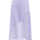 IKINITA Nausica lilac midi skirt with flowy fabric and elegant design, displayed on a mannequin.