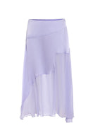 IKINITA Nausica lilac midi skirt with flowy fabric and elegant design, displayed on a mannequin.