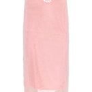 Pink midi skirt from IKINITA's Sunrise Skirt collection, featuring flowing fabric and stylish design.