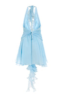 Blue mini dress from IKINITA's La Biana In collection, featuring a stylish silhouette and elegant design.