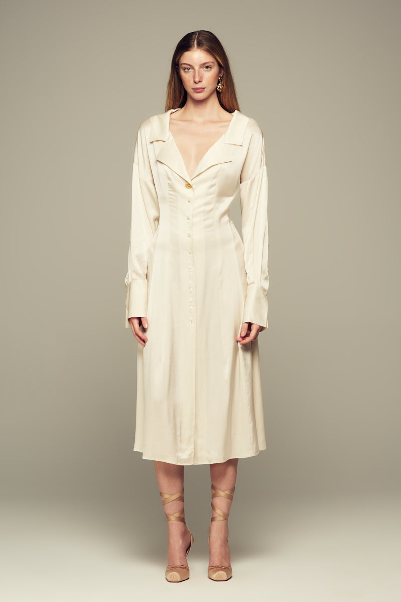 SAILOR MAXI SHIRT DRESS IN CREAM