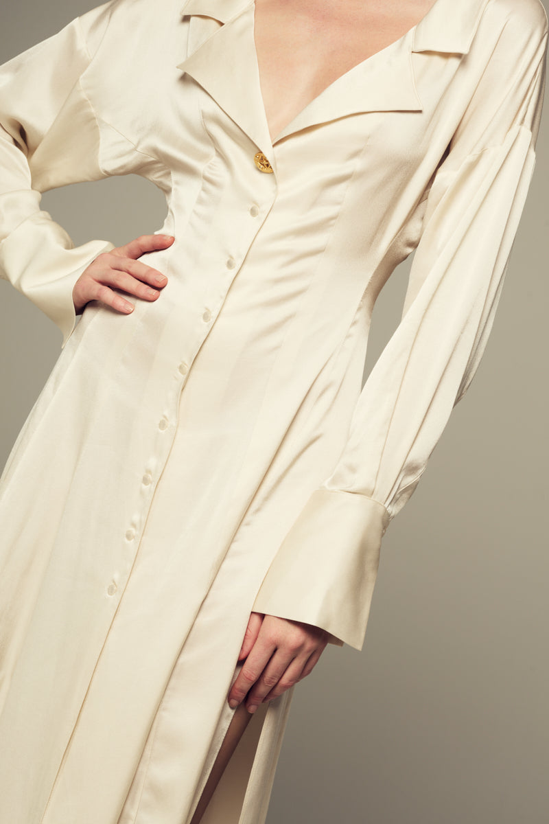 cream maxi shirt dress JAYLEY Light Pink Silk Blend Maxi Shirt Dress