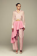 Pink Ulysse shirt by IKINITA made of soft fabric, featuring a classic collar and button-front design.