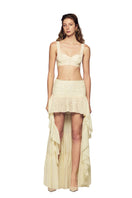 IKINITA butter yellow co-ord set featuring a stylish top and matching pants, perfect for casual or chic occasions.