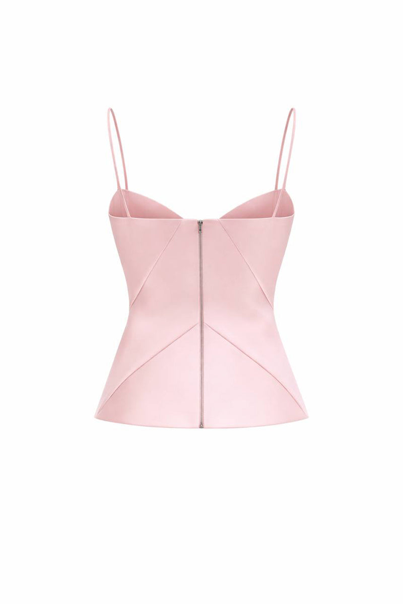 Pink bustier top with geometric detailing from ELENAREVA, featuring fitted style and stylish design.