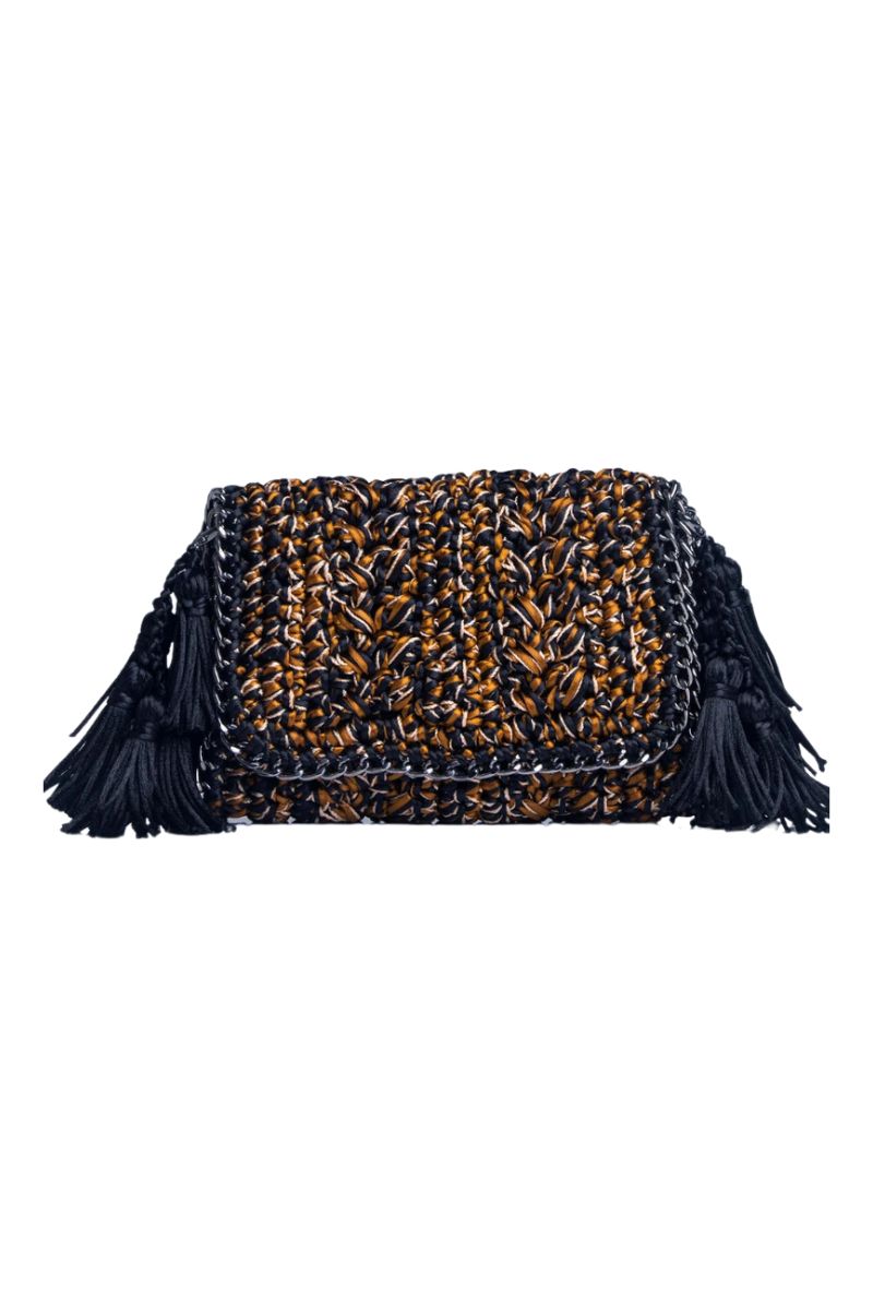 Catarina Mina black and brown shoulder bag Mira with stylish design and adjustable strap, perfect for everyday use.