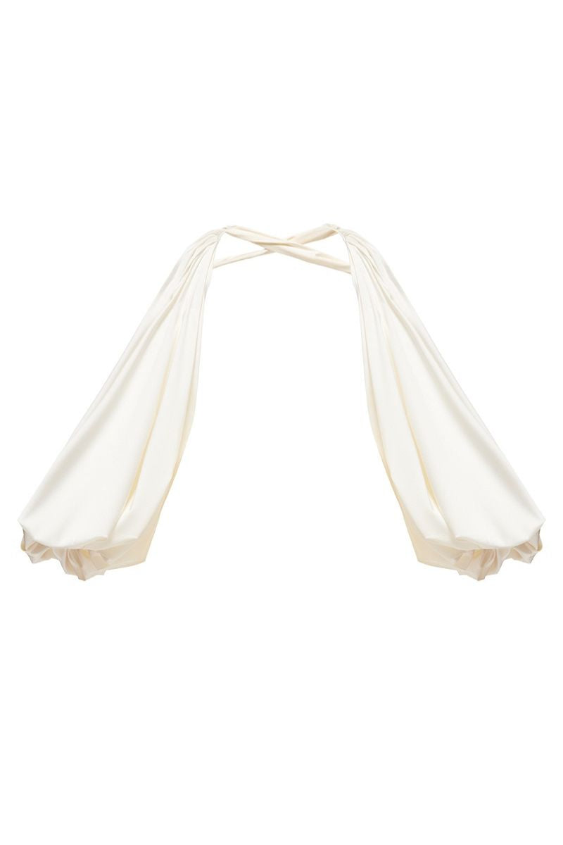 VOLUMETRIC SLEEVES SATIN IN OFF-WHITE - CULT MIA