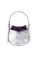 Silver Maria mini bag with top handle design from VIKELE STUDIO, showcasing a stylish and compact accessory for everyday use.