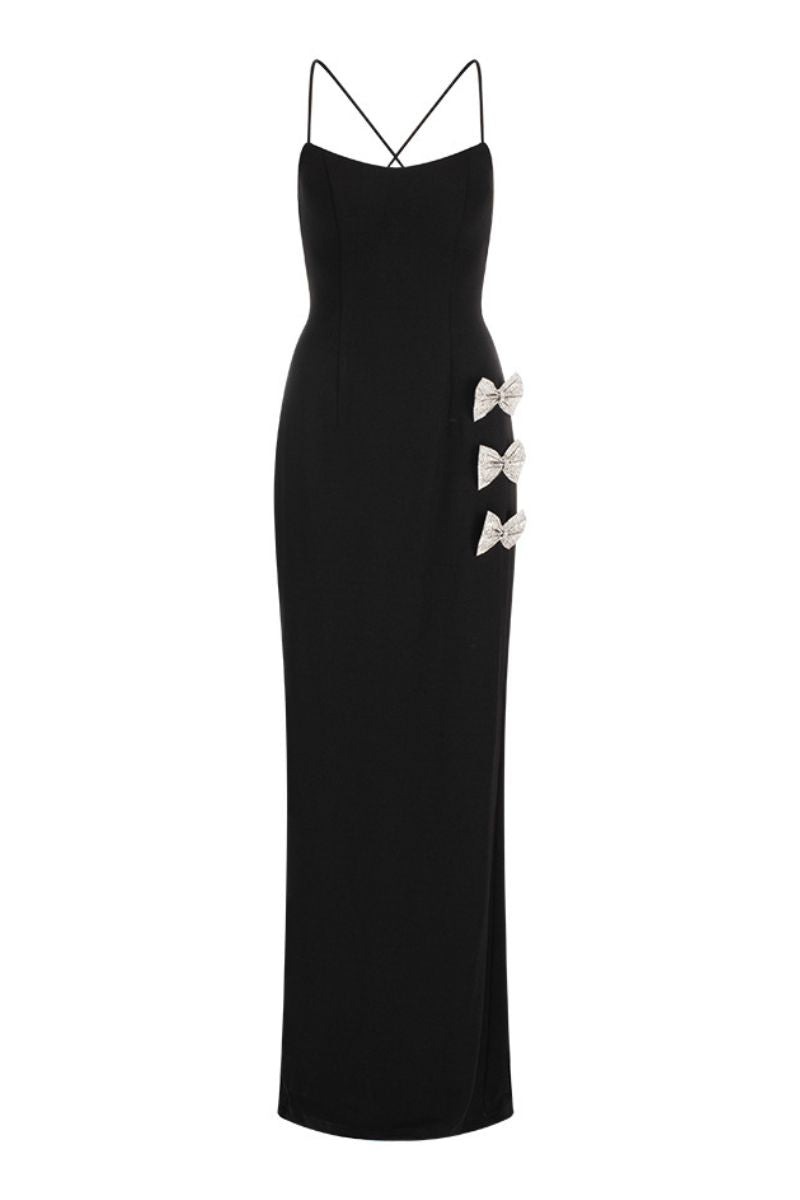 DERRY SCOOPED BOW GOWN IN BLACK - CULT MIA