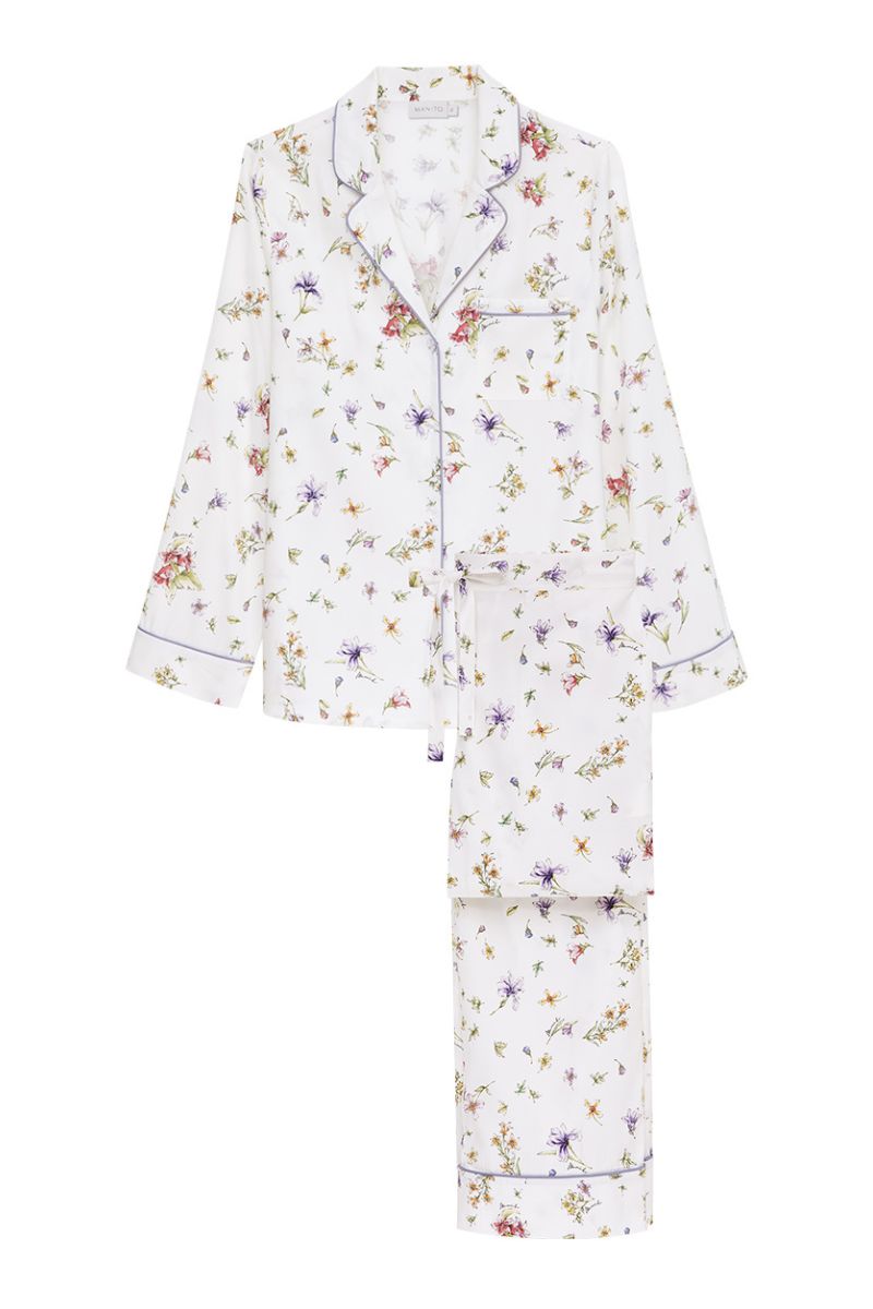 LRISETTE SILK PAJAMA SET IN WHITE - CULT MIA