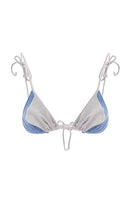 Suncillo Sophia bikini top in blue and silver gray with adjustable straps, featuring a stylish swimwear design for women.