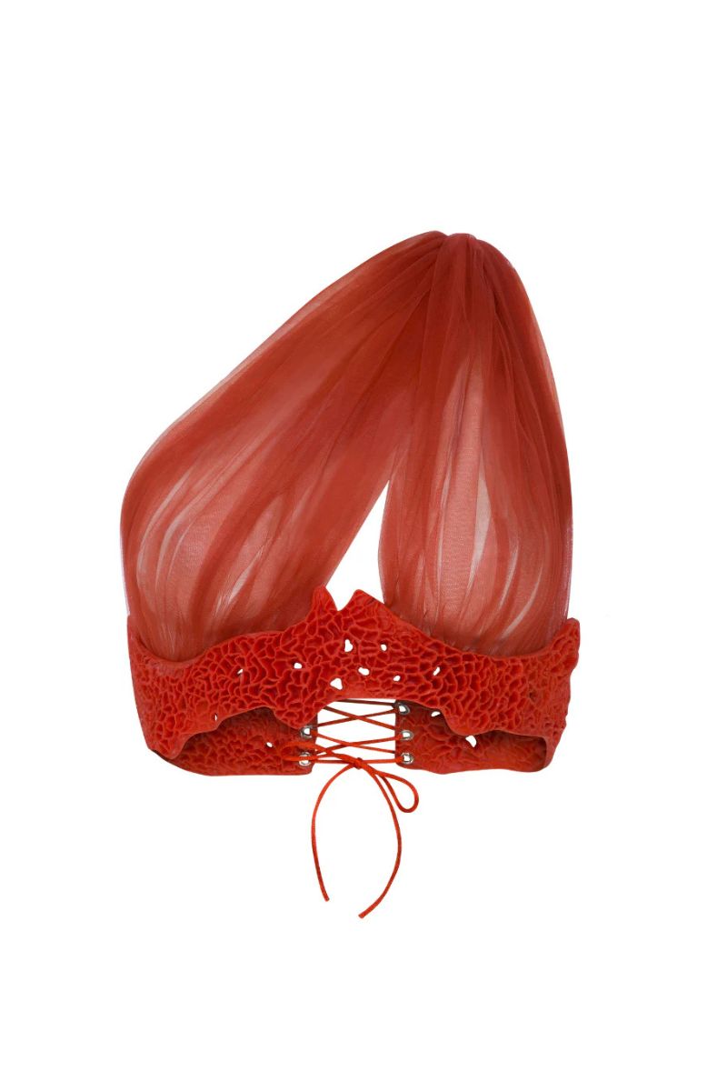 TULLE TOP WITH 3D PRINT ACCESSORY - CULT MIA