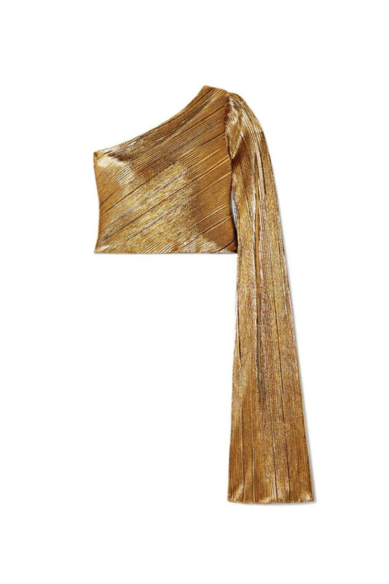 GOLD PLISSÉ TOP - CULT MIA