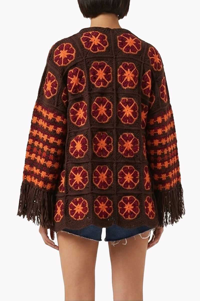 Jessica K brown cardigan jacket from the Imagine Jacket collection, featuring a cozy, stylish design in warm brown fabric.