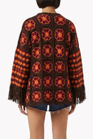 Jessica K brown Imagine cardigan jacket laid flat showing its soft knit texture and classic design.
