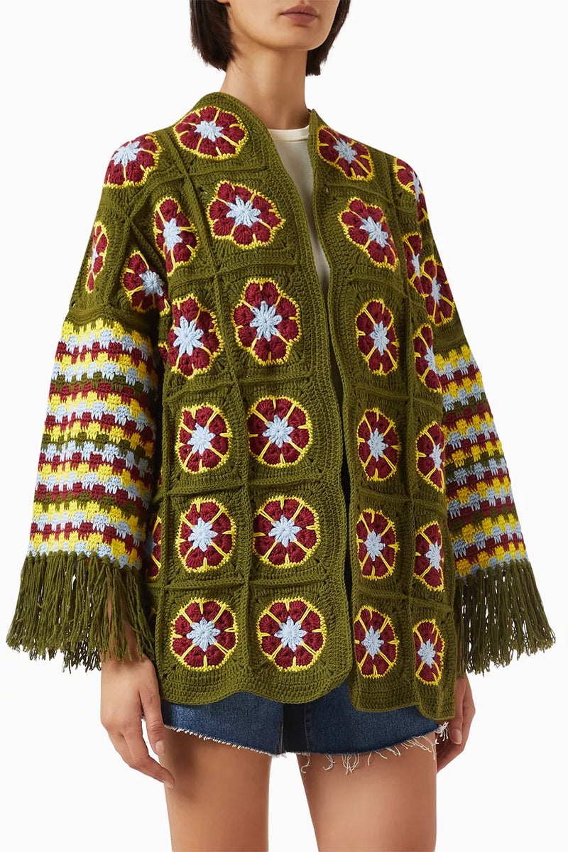 Jessica K Imagine Jacket in kaki, a stylish cardigan with a cozy fit and button front, perfect for casual and layered looks.