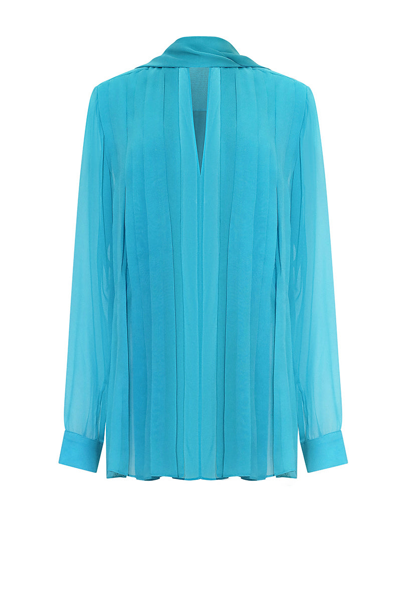 Blue Lekieu Dawlish shirt displayed on a hanger, showcasing the casual collar and button-down design.