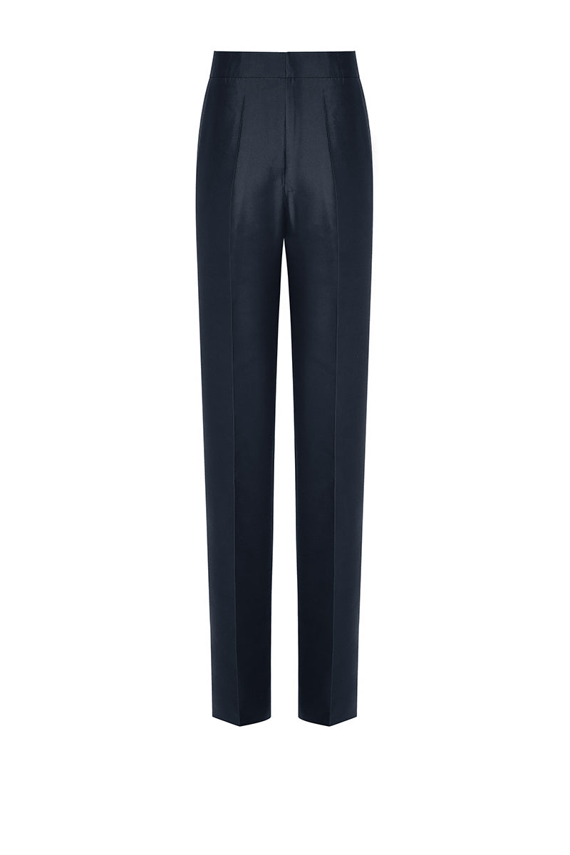 NIKORA navy pants by LEKIEU, showcasing stylish, tailored design with a comfortable fit and classic waistband.
