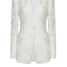 Lekieu Badajoz cream jacket, stylish outerwear with a tailored fit, shown on a model with open front and long sleeves.