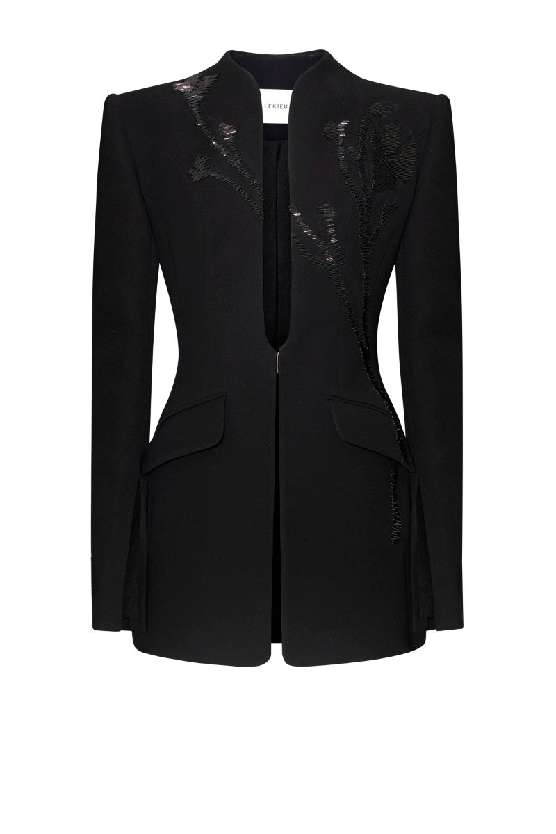 Black Bordeaux jacket by Lekieu, stylish men's outerwear with a tailored fit and sleek design, shown in the image.