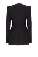 Black LEKIEU Bordeaux jacket displaying a stylish, tailored design with a front zipper and collar.