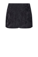 Black LEKIEU Amiens mini skirt displayed flat with smooth fabric and clean hem, showcasing a stylish women's fashion piece.