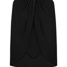 Black jersey cape bodysuit by ELENAREVA, featuring a sleek design with flowing cape details and fitted bodysuit silhouette.